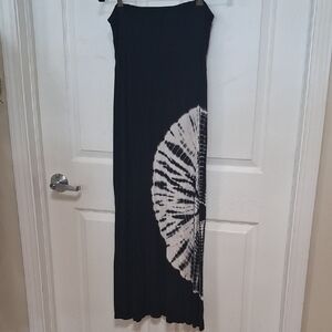 Black & White Tie-Dye Maxi Skirt